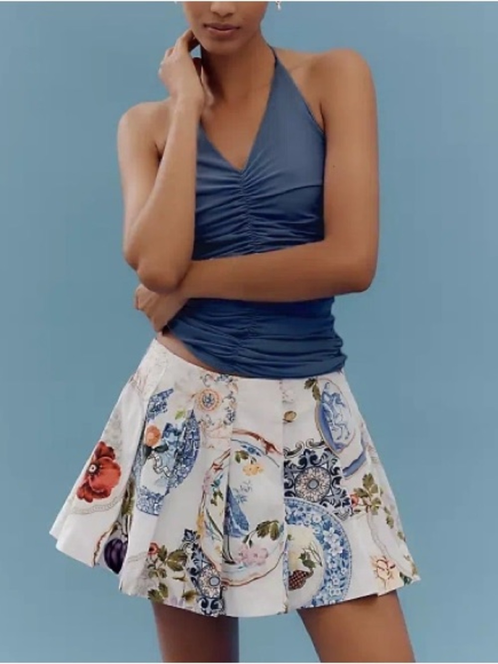 Maeve Floral-Print White Mini Skirt Size 8